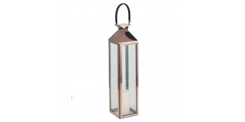    Shiny Copper Stainless Steel & Glass Medium Lantern   