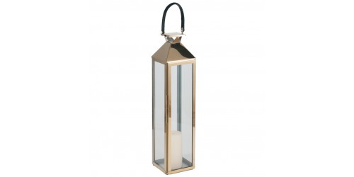    Shiny Gold Stainless Steel & Glass Medium Lantern   