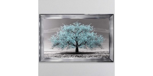   Teal Cherry Tree Framed Wall Art 114x74cm