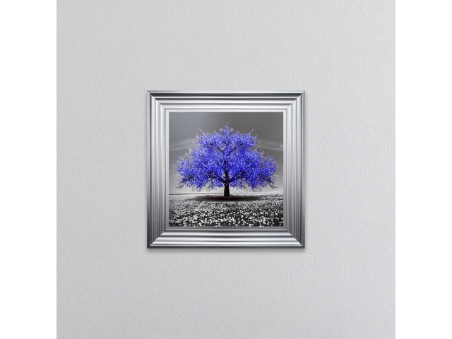   Navy Cherry Tree Framed Wall Art 55x55cm      