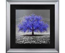   Navy Cherry Tree Framed Wall Art 90x90cm  