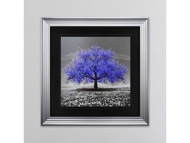    Navy Cherry Tree Framed Wall Art 90x90cm  