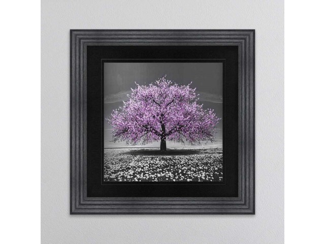    Pink Cherry Tree Framed Wall Art 90x90cm  