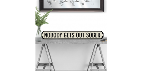   Nobody Gets Out Sober Road Sign  